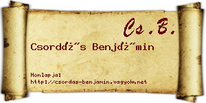 Csordás Benjámin névjegykártya