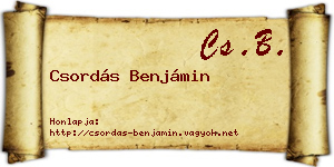 Csordás Benjámin névjegykártya