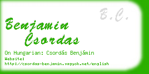 benjamin csordas business card
